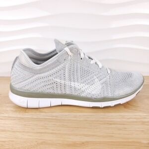 Nike Women's Silver Knit Athletic Shoes with Olive Midsole